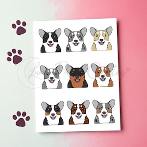 Cardigan Welsh Corgi Greetings Card, Corgi Lover Card, Dog Print greetings card, Corgi birthday card, Corgi Blank Dog Card, Dog Lover Card
