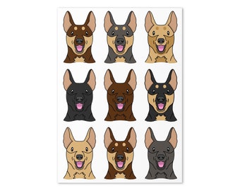 Australian Kelpie Greetings Card, Kelpie Lover Card, Dog Print greetings card, Kelpie birthday card, Blank Dog Card, Card for Dog Lover