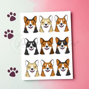 Pembroke Welsh Corgi Greetings Card, Corgi Lover Card, Dog Print greetings card, Corgi birthday card, Blank Dog Card, Card for Dog Lover
