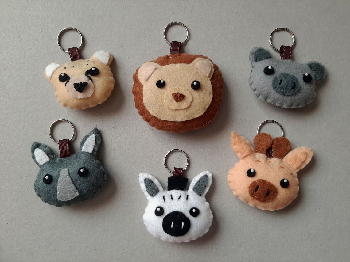 Handmade Felt Animal Keyring Tiger Keyring Lion Keyring Etsy