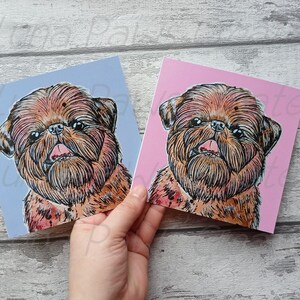 Carte de voeux Griffon de Bruxelles, carte pour amoureux des chiens, carte impression chien Carte d'anniversaire pour chien avec chien Griffon de Bruxelles carte drôle chien chien coloré
