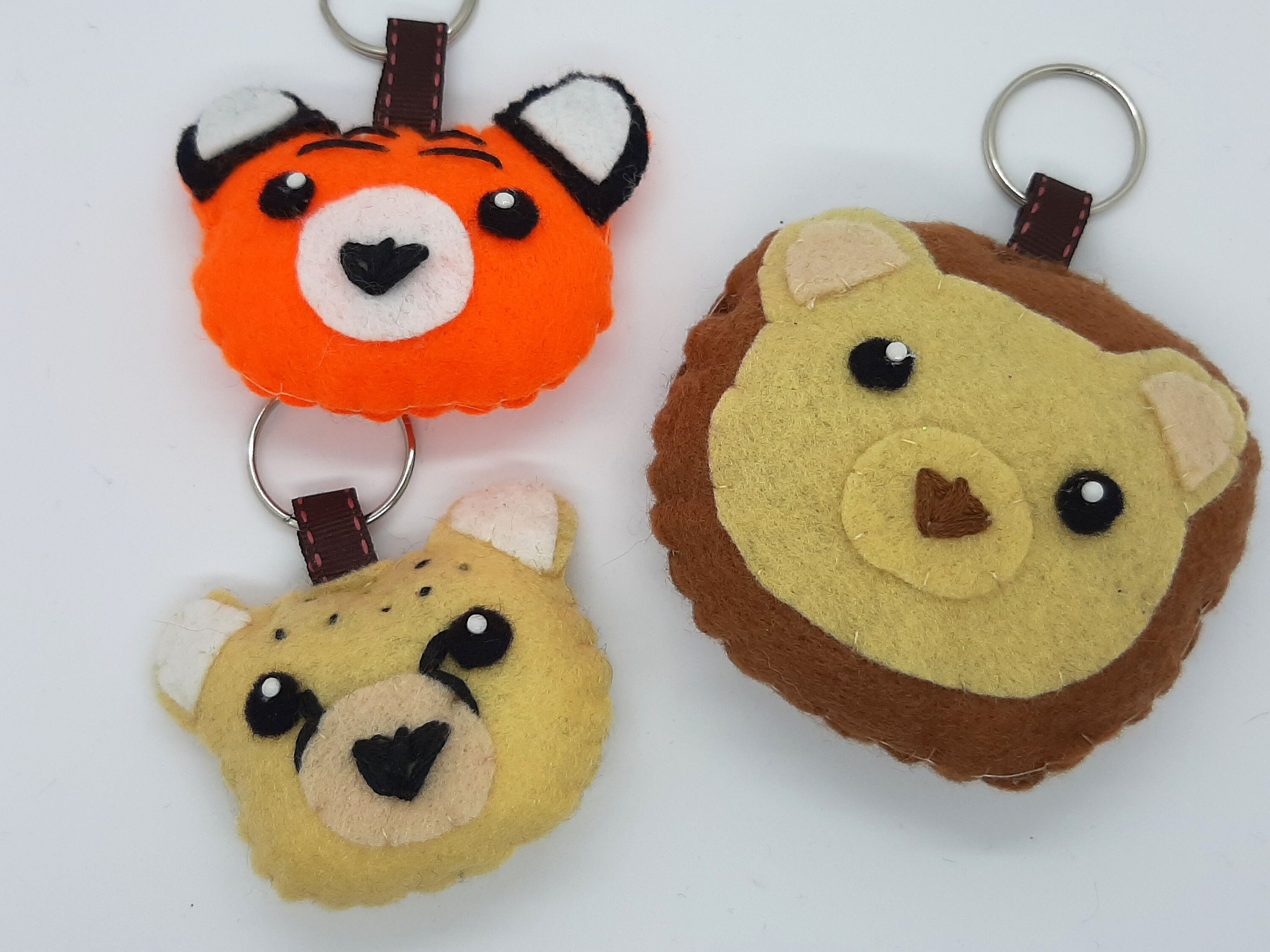 Handmade Felt Animal Keyring Tiger Keyring Lion Keyring Etsy