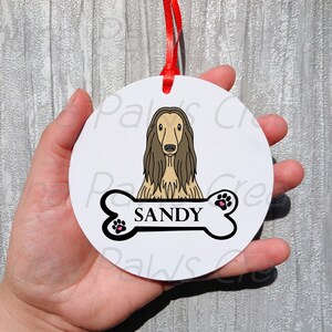 Custom Afghan Hound Decoration Personalised Dog Christmas Decoration Pet Gift with name Custom Dog Ornament Afghan Hound Gift Dog Bauble
