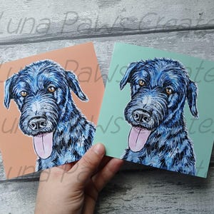 Carte de voeux Irish Wolfhound, carte pour amoureux des chiens, carte impression chien lévrier carte d'anniversaire chien avec chien carte chien lévrier coloré