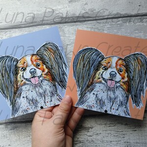 Papillon Greetings Card, Dog Lover Card, Papillon Dog Print greetings card Dog birthday card with dog Papillon dog card colourful Papillon