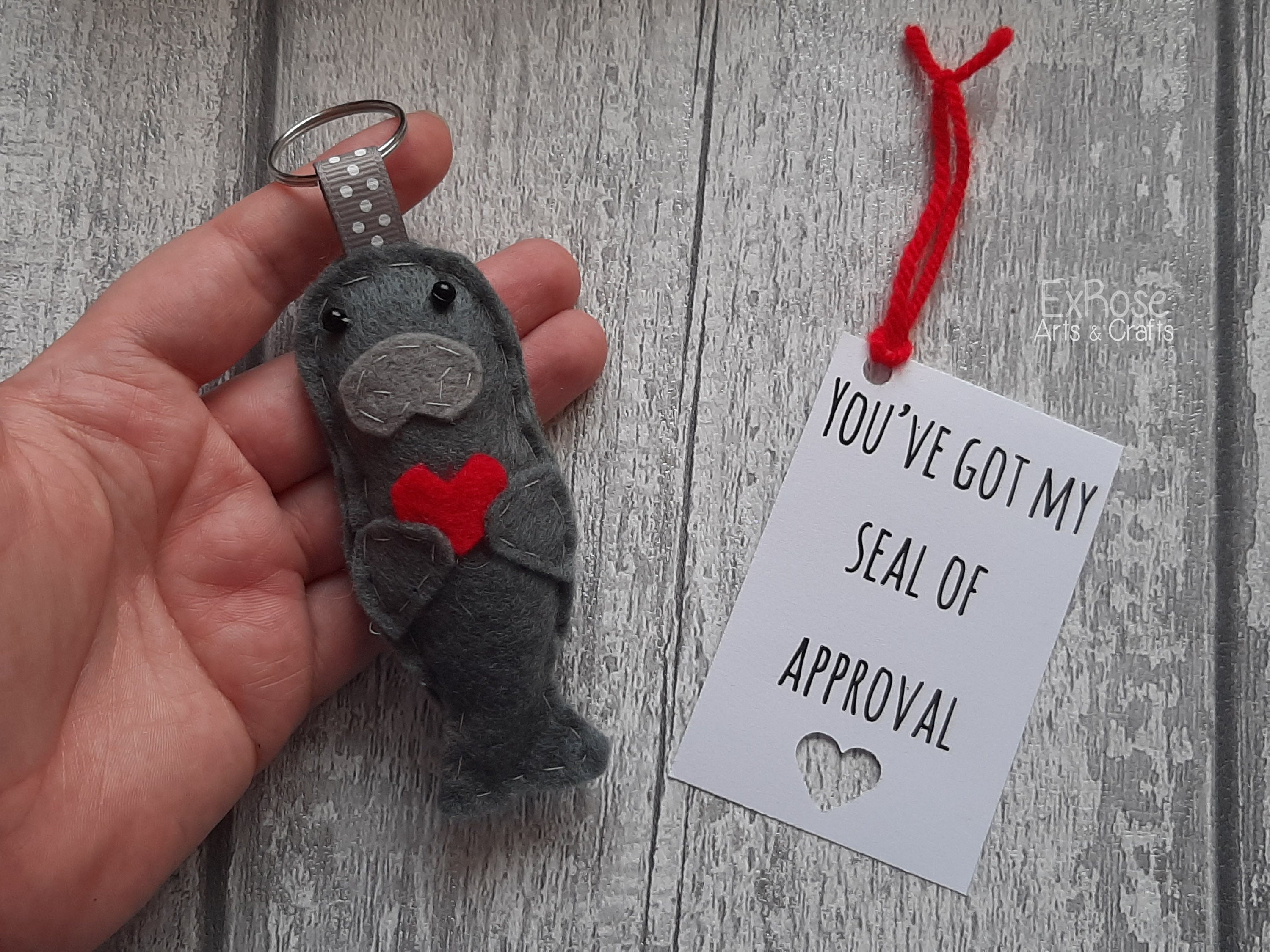 Felt Seal Keyring Handmade Felt Animal Keyring Gift for Her Etsy