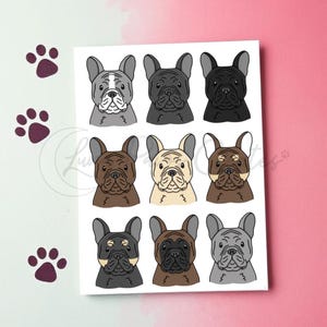 Carte de voeux bouledogue français, carte d'amant de Frenchie, carte de voeux d'impression de chien, carte d'anniversaire de bouledogue français, carte vierge de chien, carte d'amant de chien