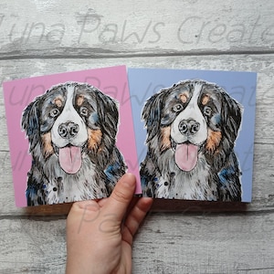 Carte de voeux bouvier bernois, carte pour amoureux des chiens, carte de voeux impression chien Carte d'anniversaire chien avec chien Carte chien drôle bernois chien coloré