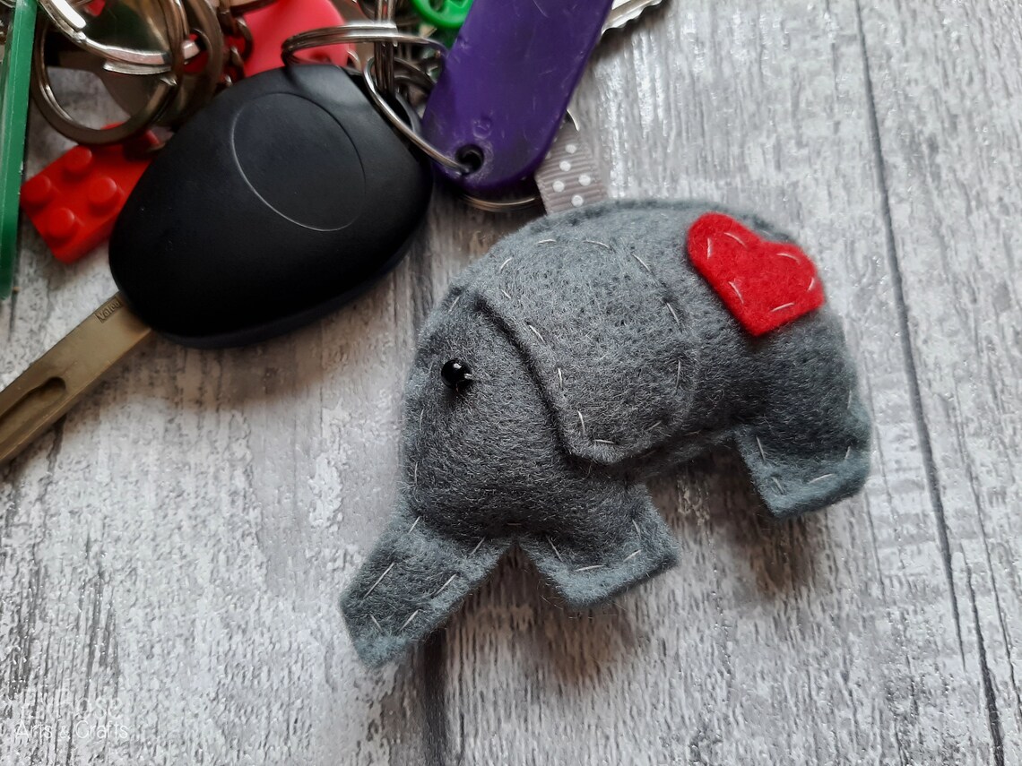 Felt Elephant Keyring Elephant Gifts Cute Elephant Keyring Etsy