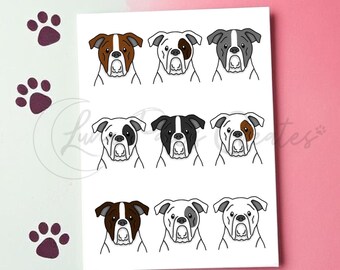 American Bulldog Greetings Card, Bulldog Lover Card, Dog Print greetings card, American Bulldog birthday card Blank Card