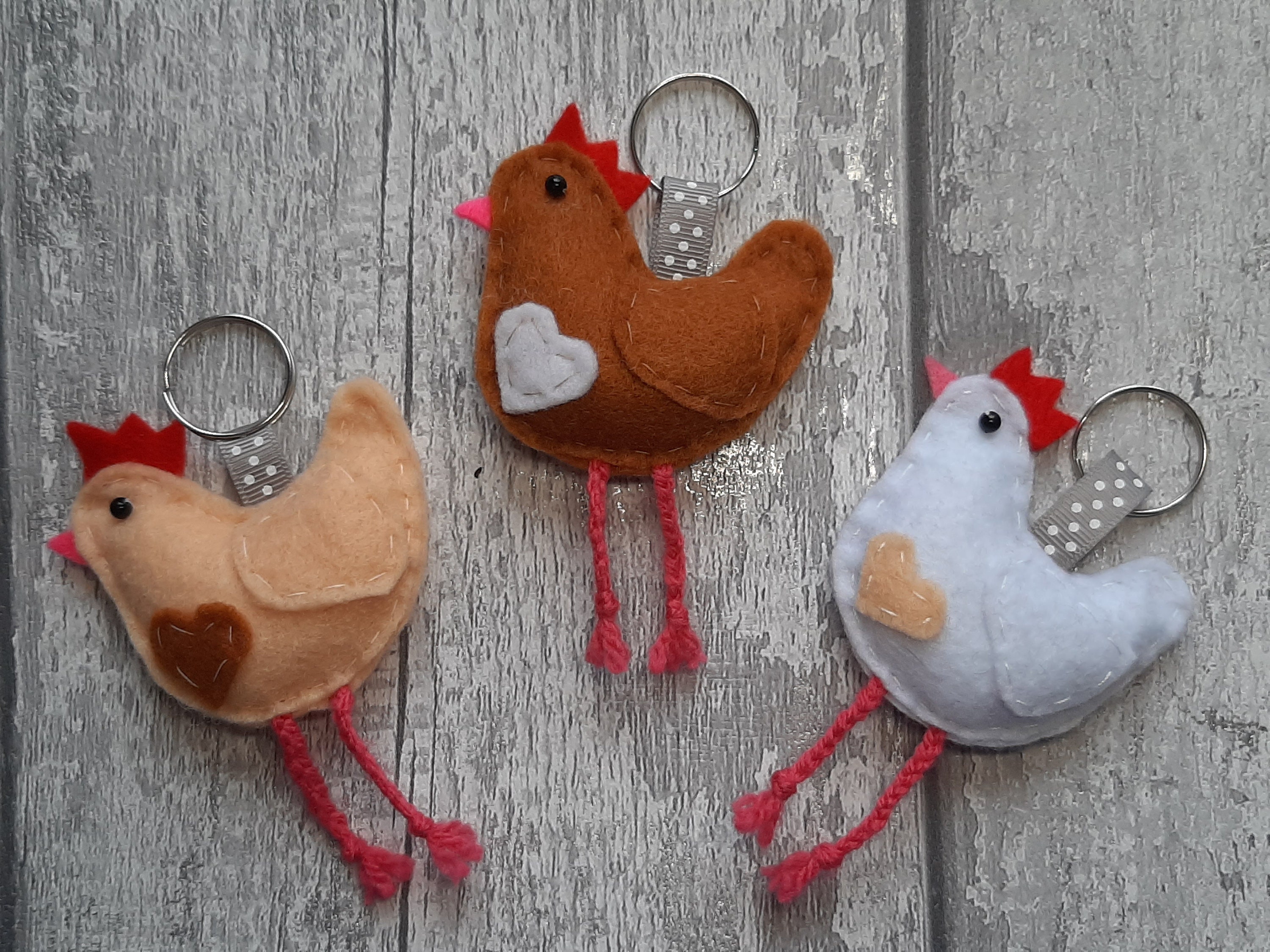 Chicken Keyring Handmade Felt Animal Keyring Felt Chicken Etsy