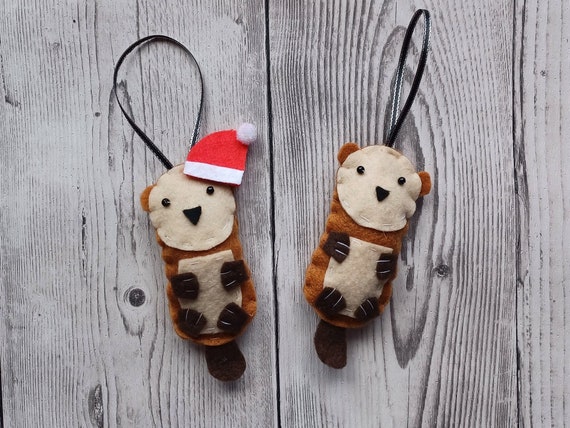 Felt Otter Tree Decoration, Otter Christmas Decoration, Felt Animals, Hanging Otter Decoration, Otter Gifts, Otter Stocking Filler, Otters