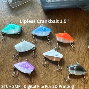 Señuelo de pesca sin paleta de 3,8 cm (1,5") — Señuelo imprimible en 3D / Archivos STL + 3MF / Configuración de impresión y guía de montaje incluidas