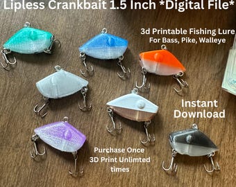 3D Print Fishing Lures Small Lipless Crankbait STL File For 3D Printing Easy To 3D Print Fish Catch Proven 1.5 Inch For Bass Pike Walleye