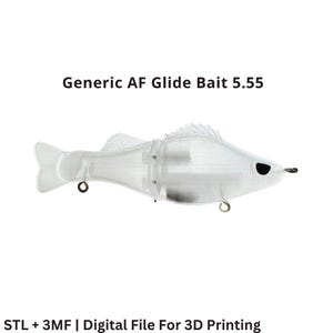 Generic AF Glide Bait 5.55" — 3D Printable Fishing Lure | STL + 3MF Files | Print Settings & Assembly Guide Included