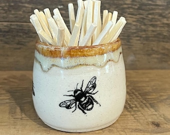 Honey & Bee Match Pot or Toothpick Holder