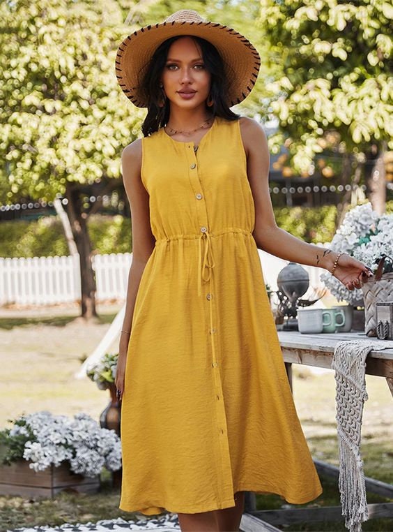 Casual Yellow Dress - Etsy