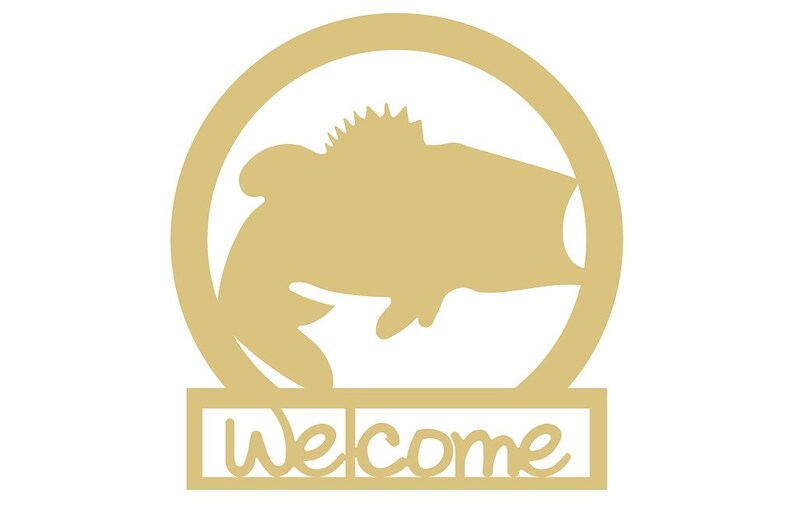 Welcome Sign With Bass Unfinished MDF Wood Cutout Variety of Sizes USA Made Home Decor