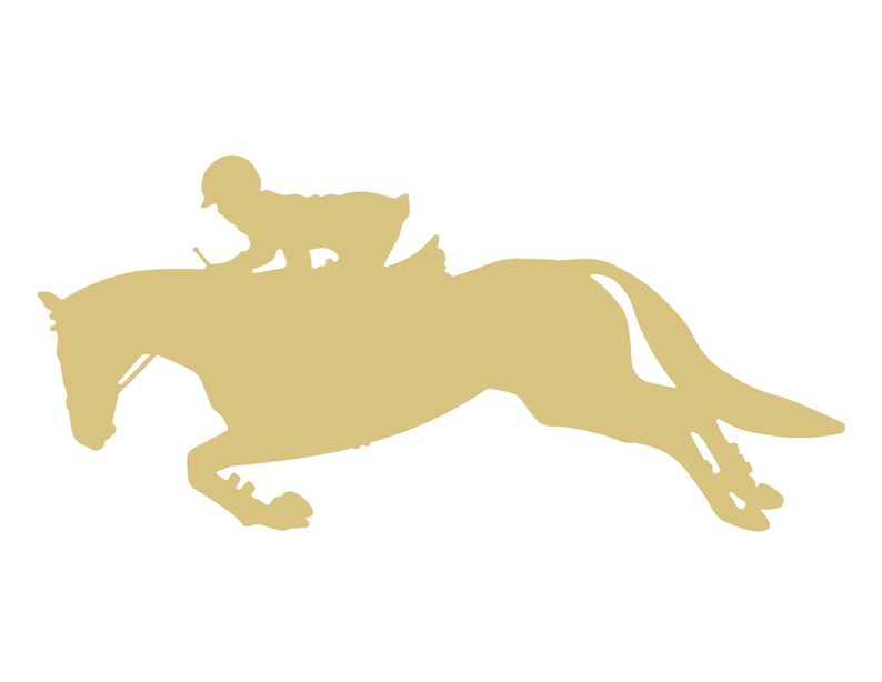 JumpingHorse-Rider-1 Unfinished Wood Shape Cutout Variety Sizes USA Made Symbols