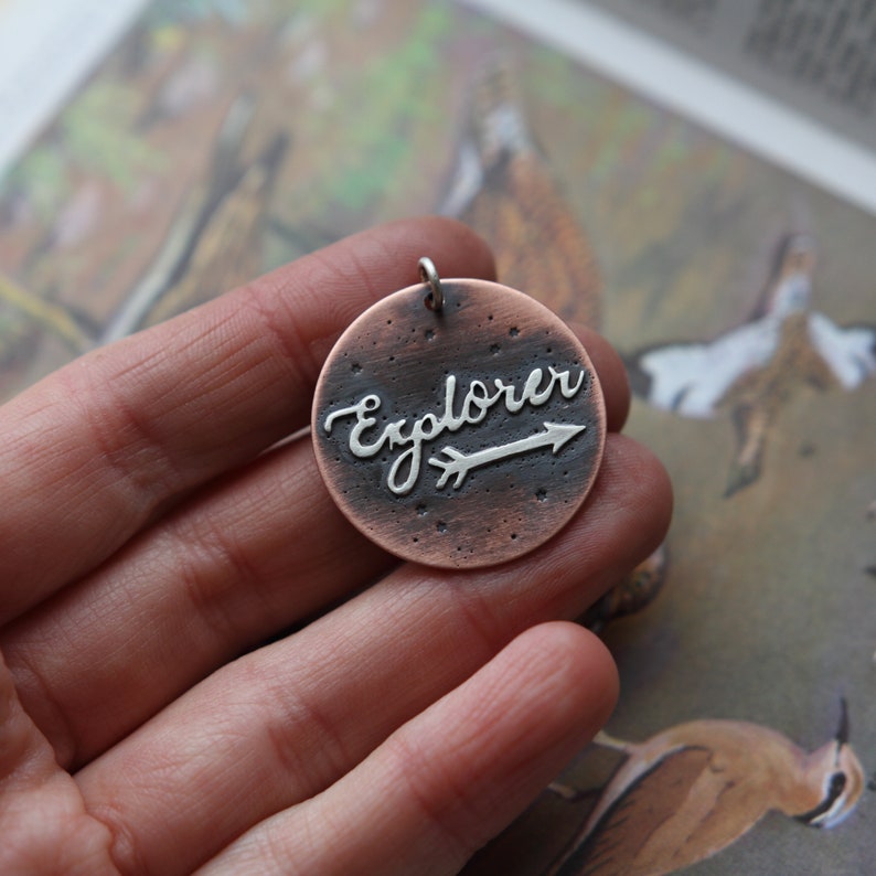 Name Tag Silver Arrow Wanderlust Gift Collar Charm Explorer Dog Tag Handmade