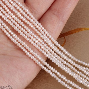 2-2.5mm White Small Seed Freshwater Pearls,Tiny Genuine Natural  Pearl Beads,Loose Pearl Strand,Handmade Jewelry Supplies-15.5 inches-XDZ002