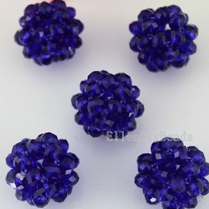 High Quanlity 22mm Handmade Royal Blue Crystal Ball Beads,DIY Jewelry Making,Crystal  Ball Beaded Cluster Pendant Necklace-5Pcs-BR061