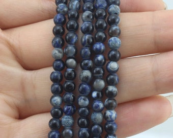 20%OFF 4mm Blue Agate Beads,Full Strand,Smooth Agate Beads ,Round Agate Beads,Gemstone Beads For DIY Jewelry--96 pcs-15inches--EB405