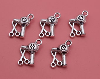 16//48pcs Tibetan silver Jewelry Making hair dryer scissors Charms Pendant
