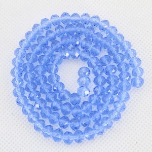 6mm Blue Faceted Blue Crystal Glass,Loose Crystal Rondelle Beads ,Spacer Beads, For Jewelry Making， Full Strand----17 inches--BR011