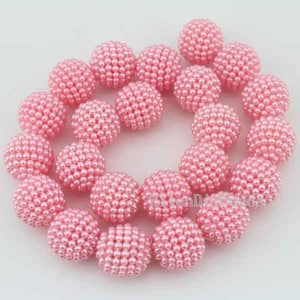 20mm Pink 20pcs Plastic Acrylic Round Bead,Bubble Ball Beads,Bead Crafts,Full Strand,Gemstone DIY Beads-approx23 Pcs--BR075