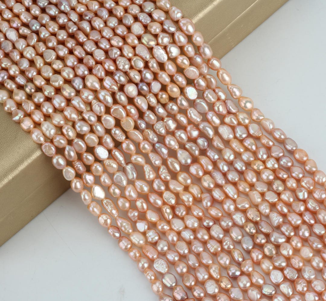 A+ 3-4mm Pink Rice Pearl Beads,luster Natural Fresh Water Pearl Beads ...