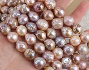 11-14x10-15mm Natural Freshwater Pearls,Edison Pearls,Irregularly Shaped Light Color Pearls,Wholesale Loose Beads--15.5 inches--ADS0010-2