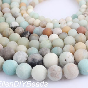 4/6/8/10/12mm Frosted Matte Colorful Amazonite Beads, Round Smooth Gemstone Beads, DIY Jewelry Making, Wholesale Loose Beads-15inches-MS0023 image 2