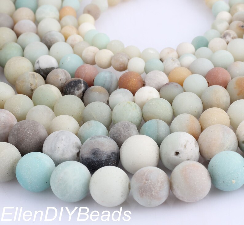 4/6/8/10/12mm Frosted Matte Colorful Amazonite Beads, Round Smooth Gemstone Beads, DIY Jewelry Making, Wholesale Loose Beads-15inches-MS0023 image 2