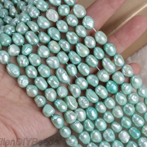 8-9mm Green Nugget Pearls, Loose Pearl Strand, Freshwater Pearl Strand, Pearl Jewelry Making, Wholesale Pearl Supplies--14 inches--LN005-22