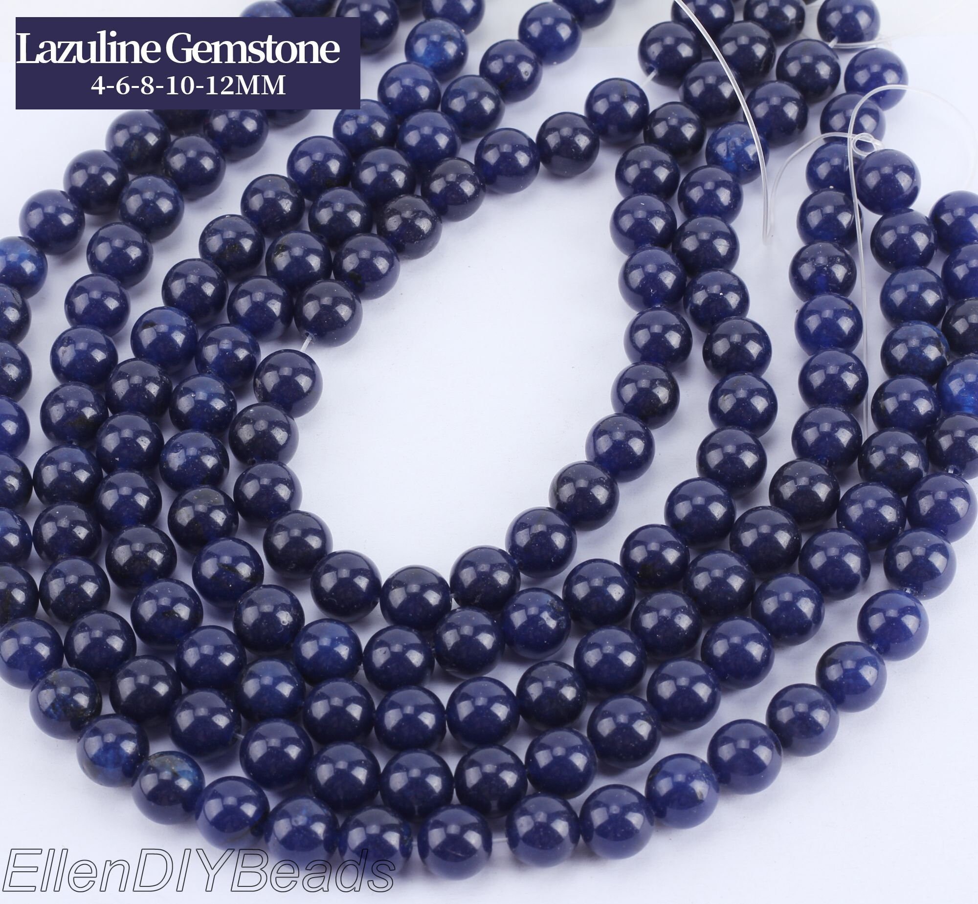 Lazuline Color Code Lazuline Gemstone Beads, Lapis Lazuli Dark Blue Beads, Beautiful Round ...