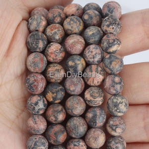 6-12mm Matte Red Leopard Gemstone,Leopard Skin Beads,Frosted Round Beads, Full Strand, DIY Jewelry Supplies, Wholesale Beads-15inches-MS0099