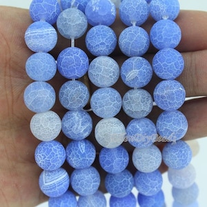 10mm Blue Frosted Agate Beads,Matte Agate Beads,Loose Round Beads, Gemstone Beads For DIY Jewelry,Wholesale beads-38pcs--15inches--BA024