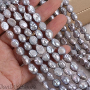 8-9 mm Grau Nugget Perlen Perlen, Elegante und Sanfte Farbe Süßwasser Perlen Perlen,Großhandel Perlen für Schmuckherstellung-36 Stück-14 Zoll--LN005-5