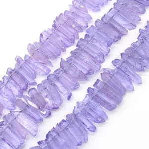 New - Beautiful Lavender Quartz Top Drilled Stick Points Strand, Raw Quartz Crystal Points Beads, Quartz Gemstones For Jewelry Making--NS252