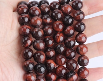 4/6/8/10/12mm Red Tiger Eye Beads, Full Strand, Smooth Round Red Tiger Eye Beads, Gemstone Beads For Necklace Bracelet--15 inches---STN00117