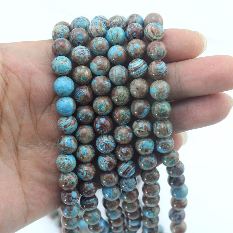 36mm8mm10mm Natural Blue Brown Jasper Beadsrainforest Etsy