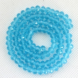 100 Pcs-Sky Blue Crystal Glass Beads,Loose Faceted Glass Crystal Rondelle Beads,Spacer Beads for DIY Jewelry Making---6mm--17 inches--BR014