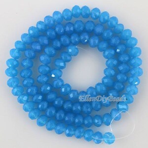 6mm Romantic Blue Rondelle Faceted Crystal Beads, Blue Crystal Beads, Glass Beads, Gemstone Beads, Jewelry Supply, Full Strand-100pcs--BR067