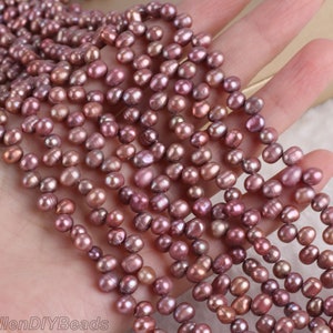 5-6mm High Luster Purple Freshwater Potato Pearl Beads, Loose Baroque Pearls,Wedding Jewelry,Full Strand,Jewerly making -15-inches-CHL0034
