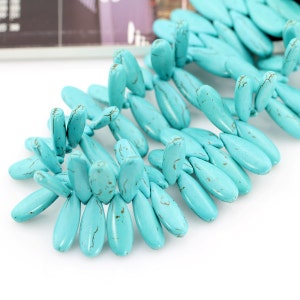 10x25mm Teardrop Turquoise Beads, Howlite Turquoise Beads, Blue Turquoise Gemstone Beads, Handmade Beads, DIY Jewelry Supplies--50pcs--BT030