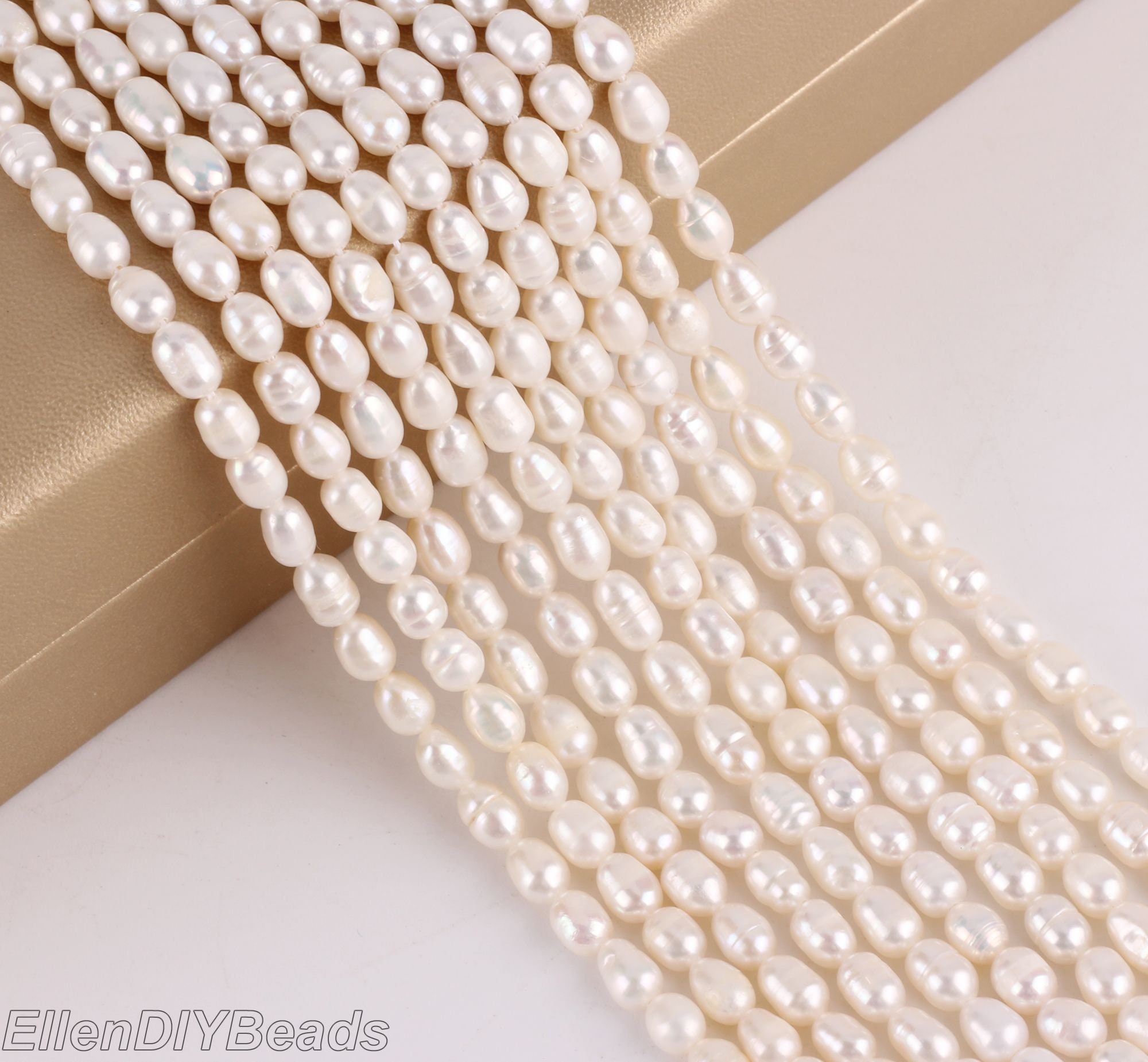 Freshwater Pearl Necklace For Acsergery Women 5-7mm Rice Shaped Pearl  Strands Necklace Gift