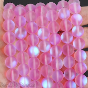 Matte Rose Red Spectrolite Beads, Iridescent Crystal Gemstone, Mystic Aura Quartz Flash Beads, Wholesale Loose Beads Strand-15 inches-MS0011