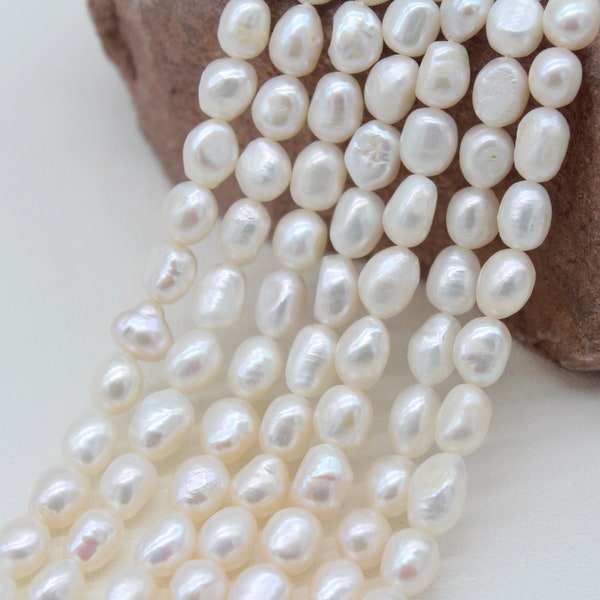 8-9mm Baroque Pearl Beads,White Nugget Freshwater Pearl Beads,Natural White Pearl Beads,Loose pearls.Pearl jewelry-36pcs--14 inches--BP005