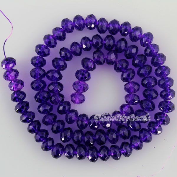 100 Pieces,New 6mm Romantic Purple Rondelle Faceted Crystal Beads,Purple Crystal Beads,1Strand,Gemstone Beads,Supplies-BR057